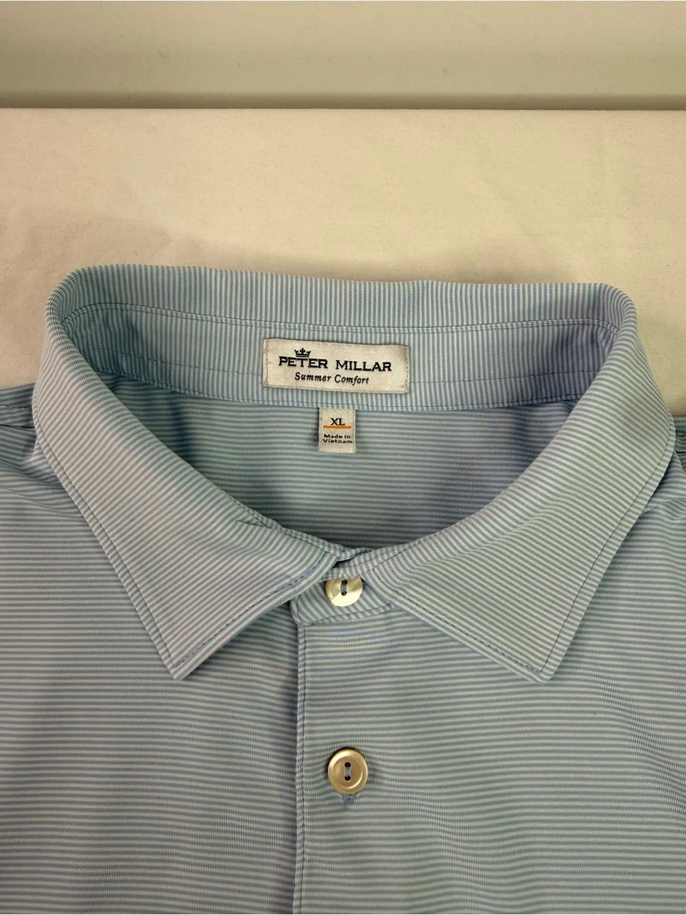 Peter Millar Summer Comfort Performance Golf Polo Shirt Light Blue Size XL